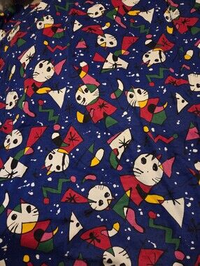 Vintage Abstract Retro Kitty Cat Craft - Quilt - Sew Cotton Knit Fabric 1.94yds